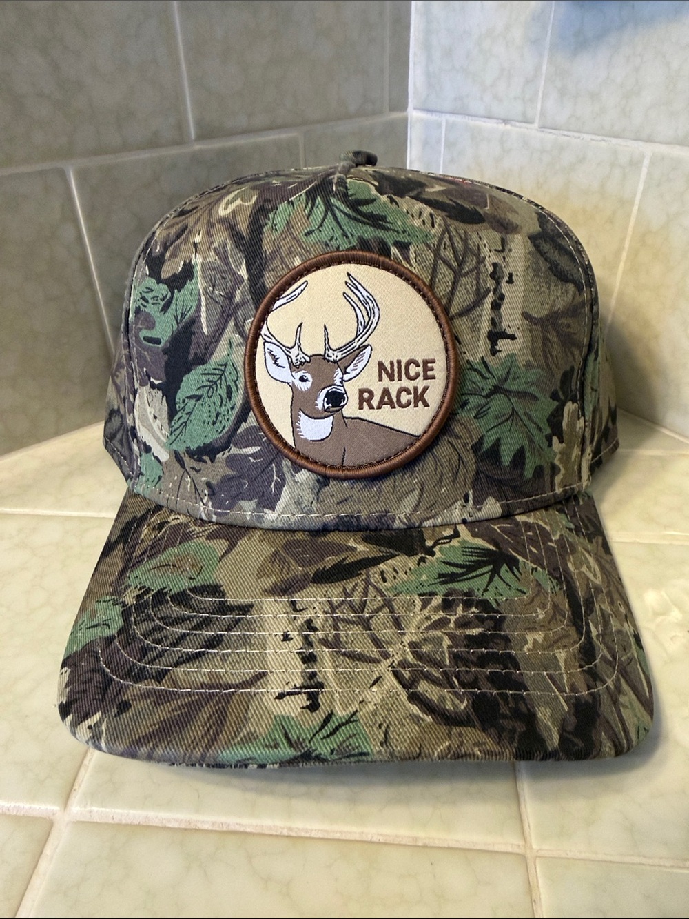 Camo 'Nice Rack' Deer Patch Snapback Hat